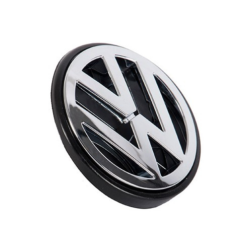  Chroom 77 mm VW logo op zwarte achtergrond in het midden van het achterpaneel voor VW Golf 2 en gerestylede Jetta 2 (08/1987-) - C215488-1 