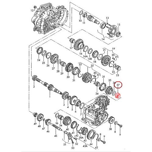  Douille de roulement de boite de vitesses mécanique pour VW Transporter T4de 1991 à 2003 - C230770 