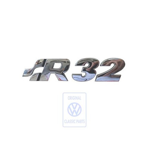     
                
                
    Emblème adhésif R32 chromé de coffre ou de cache moteur pour VW Golf 4 R32 (06/2002-05/2004)  - C233362
