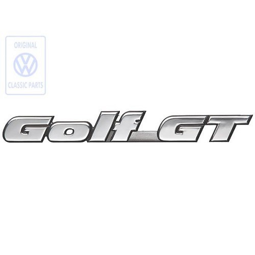  Emblème adhésif GOLF GT chromé sur fond noir pour face arrière ou hayon de VW Golf 3 Berline et Variant GT (11/1991-08/1998)  - C233953 