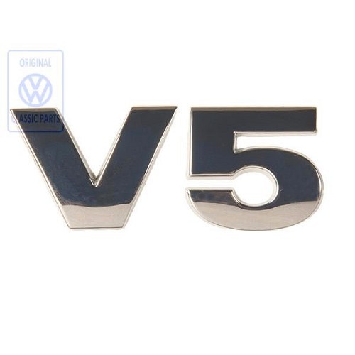  Emblème adhésif V5 chromé de coffre ou de hayon pour VW Golf 4 et Bora Berline ou Variant V5 (10/1997-06/2006) - moteur AGZ  - C233968 