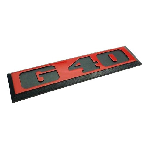  G40 black adhesive badge on red background for VW Polo 2 86C GT G40 (09/1985-09/1989)  - C246982-2 