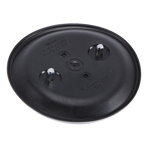 Chromed VW logo on black background, center of rear panel or trunk for VW Corrado Passat B3 and Polo 2F (02/1988-07/1995)  - C253450