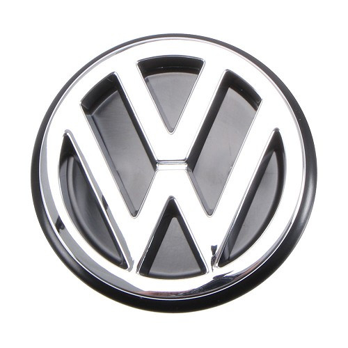  Logo VW chromé sur fond noir de centre de face arrière ou de coffre pour VW Corrado Passat B3 et Polo 2F (02/1988-07/1995)  - C253450 