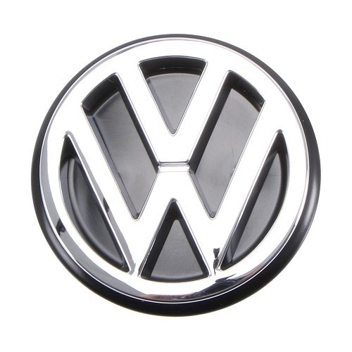  Logo VW cromato su sfondo nero al centro del pannello posteriore o del bagagliaio per VW Corrado Passat B3 e Polo 2F (02/1988-07/1995)  - C253450 
