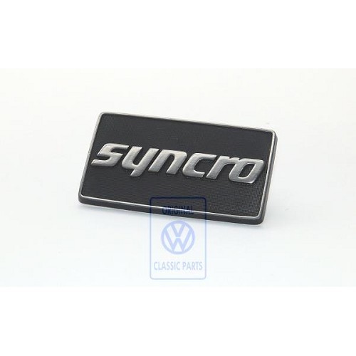  Sigle SYNCRO argent sur fond noir d'aile avant pour VW Golf 2 Syncro (08/1985-10/1991) - C259633 