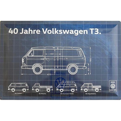  ZCP 902 968 : Tin metal sign Volkswagen T3 - C265255-1 