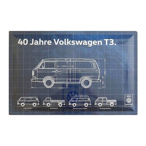  40 anos da placa decorativa VOLKSWAGEN T3 "40 Jahre Volkswagen T3". - C265255 