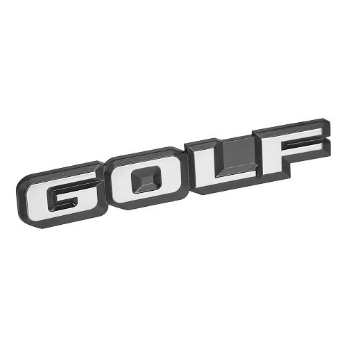  Emblème GOLF chromé sur fond noir pour face arrière de VW Golf 2 (-07/1987) - sans niveau de finition  - C265429 