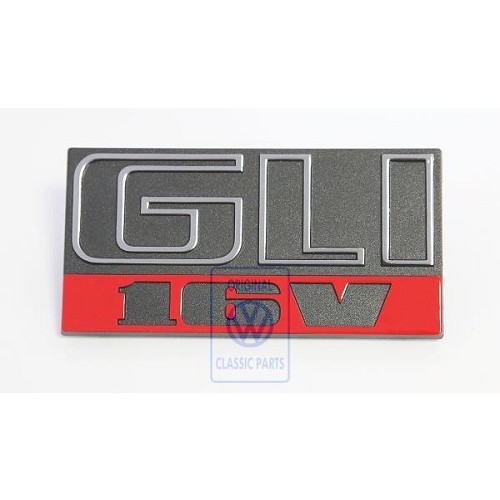  Sigle GLI 16V chromé noir et rouge de calandre 7 barrettes pour VW Jetta 2 GLI 16V phase 1 (02/1986-07/1987)  - C267454 