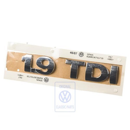  Emblème adhésif 1.9TDI chromé de coffre pour VW Polo 4 9N3 (05/2005-05/2009)  - C273859 