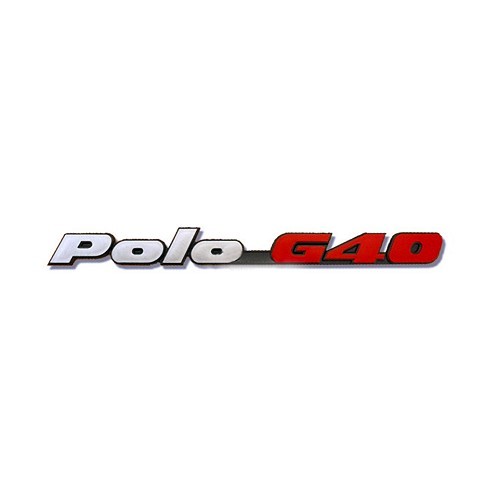  Verchromtes und rotes POLO G40-Emblem auf schwarzem Hintergrund für die Heckklappe des VW Polo 2F G40 (10/1990-07/1994) - C273874 