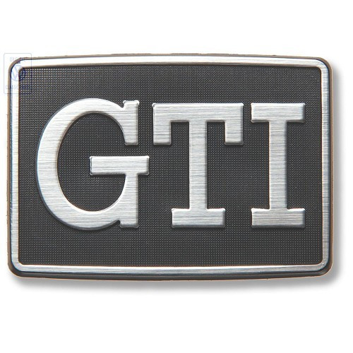  Sigle GTI argent sur fond noir d'aile avant pour VW Golf 2 et Jetta 2 GTI (08/1983-07/1992)  - C275650 