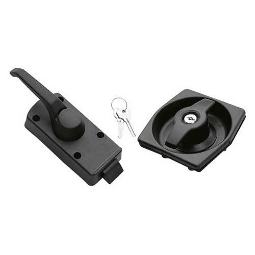 Serrure Intérieure Noire Pour Porte De Caravane - Dimensions 144x123 Mm, Système FF/ZWO