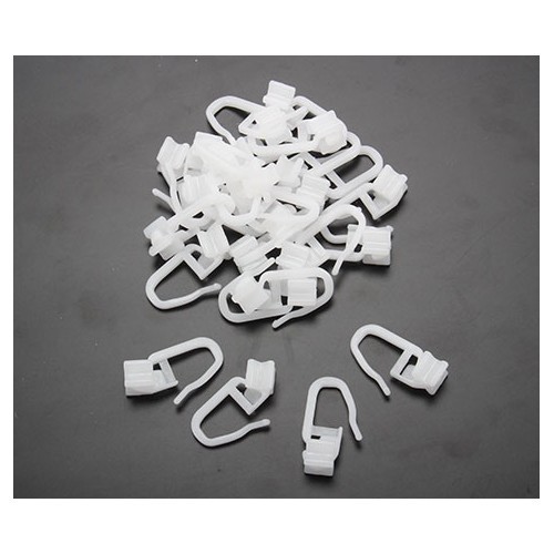 Set of 25 white nylon staples with curtain gliders for I-rails - CF12348