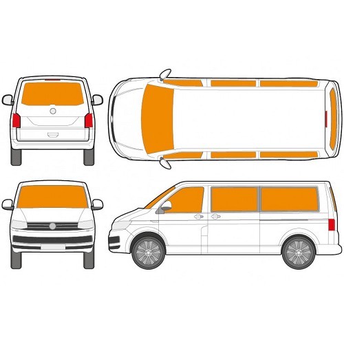  Aislantes térmicos interiores de 5 capas para Transporter T6 chasis largo con puerta trasera única - 8 piezas - CF13162-3 