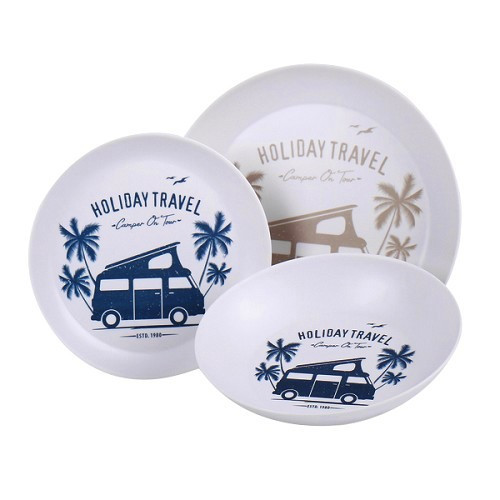  Holiday Travel vajilla de melamina - 6 piezas - para 2 personas - CF13893 