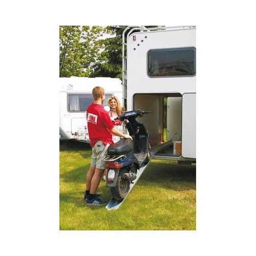     
                
                
    Motorcycle carrier CARRY MOTO Fiamma - aluminium -l: 14-18 cm.lmaxi: 180 cm. max. load:200 kg - CP10102
