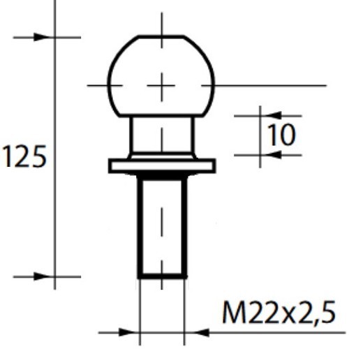  Straight screw-in ball joint for hitch - Diameter 50 mm - CR10034-1 