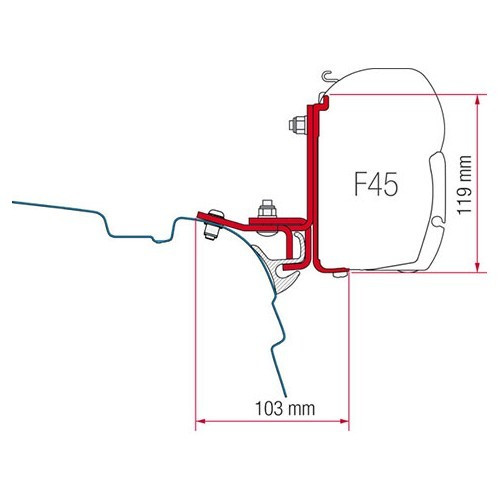  BRANDRUP VW Transporteur T6 adapter for F45S Fiamma blinds - CS11628 