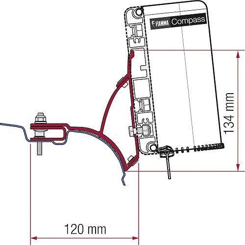  Fiamma COMPASS awning adaptor kit for VW T5 & T6 Multivan & Transporter - CS11852 