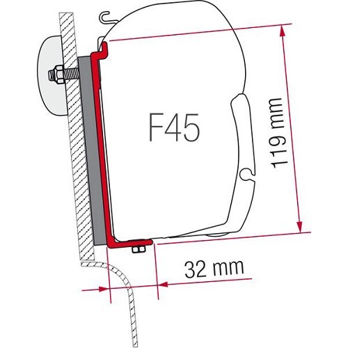  Adapter KIT HOOG ROOF WESTFALIA voor F45S Fiamma rolluiken - CS11869 