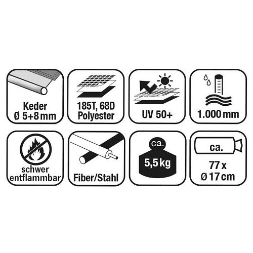 PLAYA 260 minivan awning - 220 x 180 x 200 cm - without groundsheet - CS12313
