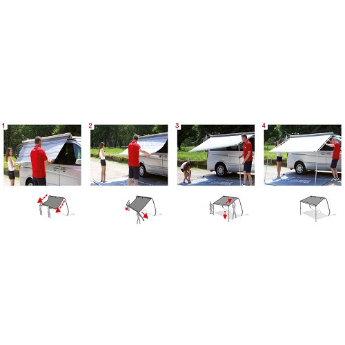 Store F35 pro 250 boitier + pieds gris Titanium Fiamma - Toile Royal grey - CS13504