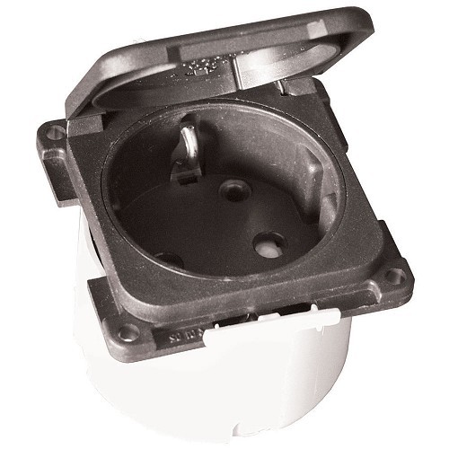     
                
                
    Prise 220V gris foncé schuko + couvercle CBE - CT10643
