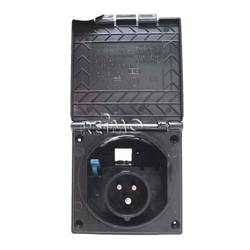 CEE17 16A recessed male socket - male connection - anthracite grey case - CT10835