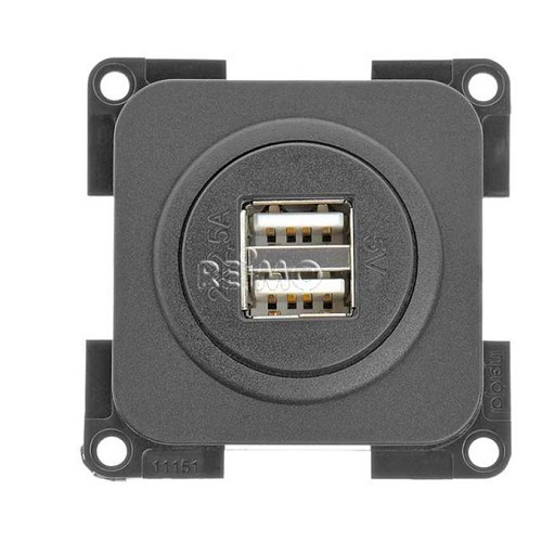  Graue USB-Doppelsteckdose 2x2.5A Einbau PRESTO - CT10847 