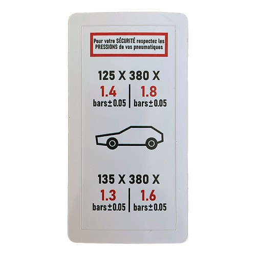     
                
                
    Tire pressure sticker for Citroën 2cv A/AZAM - CV21021

