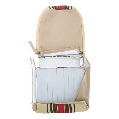 Symmetrical seat covers and rear bench seat for 2CV - beige with red stripes - CV50348