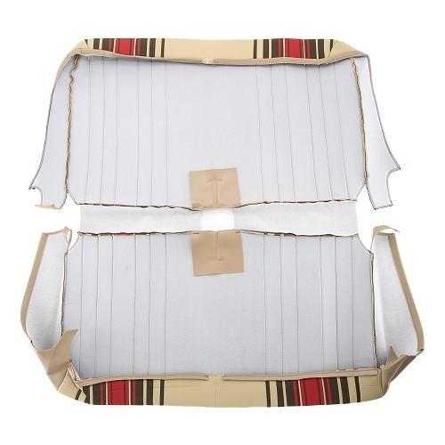 Symmetrical seat covers and rear bench seat for 2CV - beige with red stripes - CV50348