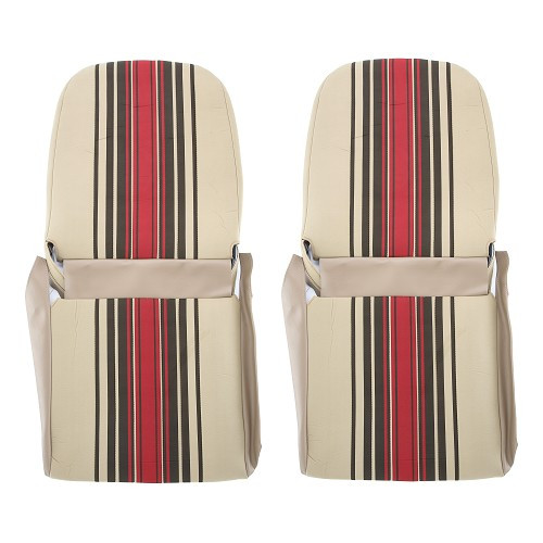     
                
                
    Symmetrical seat covers and rear bench seat for 2CV - beige with red stripes - CV50348
