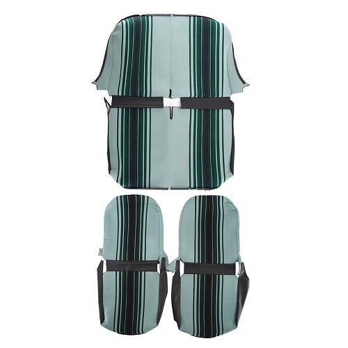     
                
                
    Symmetrical green striped seat and rear bench seat covers - CV50350
