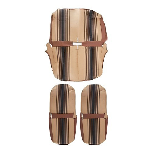  Symmetrical beige seat and rear bench seat covers with brown stripes - CV50352-1 