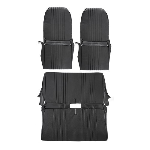  Symmetrical perforated black leatherette seat and rear bench seat covers - CV50368-1 