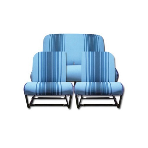  Fundas de asientos asimétricos y banqueta trasera de rayas azules - CV50370 