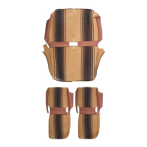  Asymmetrical beige seat and rear bench seat covers with brown stripes - CV50378-1 