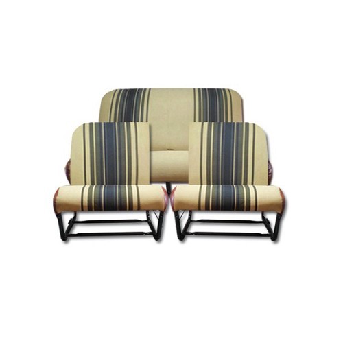  Asymmetrical beige seat and rear bench seat covers with brown stripes - CV50378 