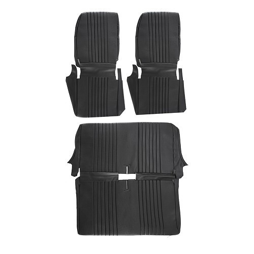  Asymmetrical perforated black leatherette seat and rear seat covers - CV50390-1 