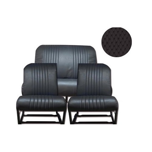  Asymmetrical perforated black leatherette seat and rear seat covers - CV50390 