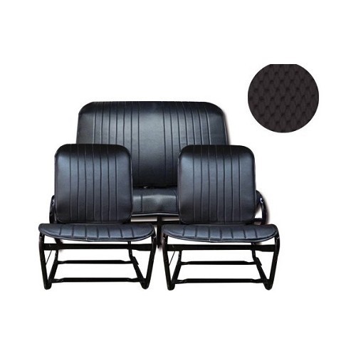  Symmetrical perforated black leatherette seat covers and rear bench seat without flaps - CV50394 