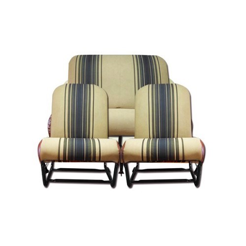  Symmetrical beige seat and rear bench seat covers with brown stripes for DYANE - CV53352 