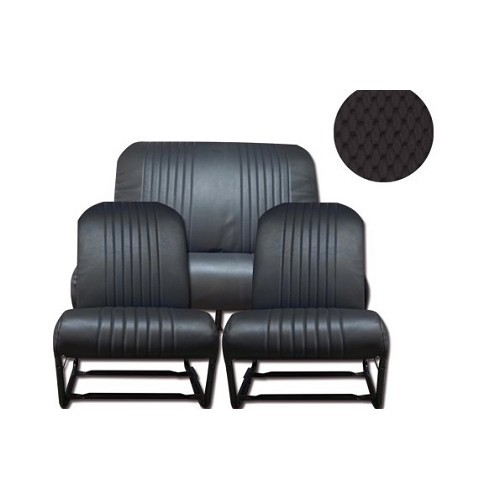  Symmetrical perforated black leatherette seat and rear bench seat covers for Dyanes - CV53368 