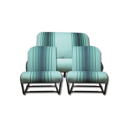     
                
                
    Asymmetrical green striped seat and rear bench seat covers for DYANE - CV53376
