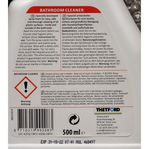  Reiniger BATHROOM CLEANER 500ML THETFORD für Bad Wohnmobil - CW10350-3 