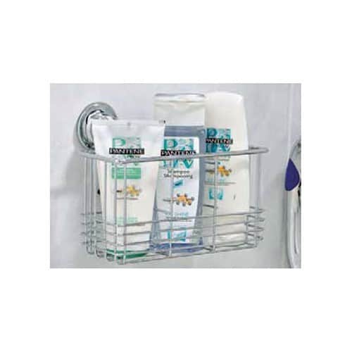  Chrome-finish bathroom shelf with suction cup mounting - CW10763 