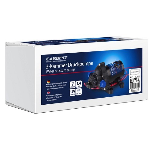 Diaphragm pump with pre-filter - 7l min 1.4 bar 12V CARBEST - CW11108